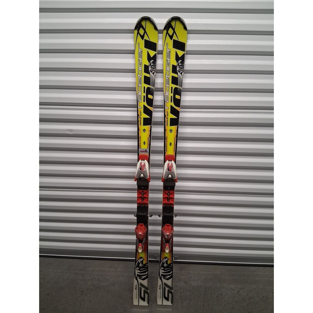 Volkl Racetiger World Cup SL Racing Skis 155cm Marker Comp 18.0 Bindings Yellow